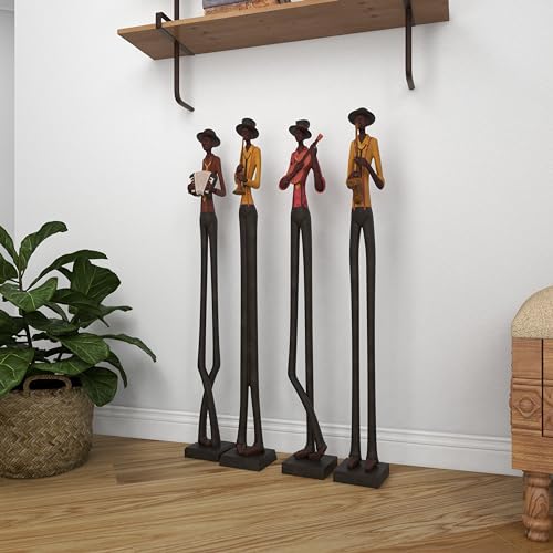 Polystone Musician Decorative Sculpture Set of 4 Brown k7m