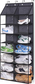 MISSLO Over the Door Shoe Rack for Door fit 14 Pairs Dustproof Over the Door Shoe Organizer Hanging for Closet Storage