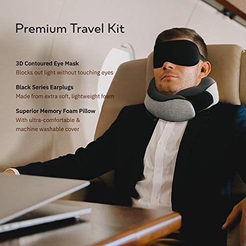 Orthopedic Travel Neck Pillow with Memory Foam and Eye Mask Set a7