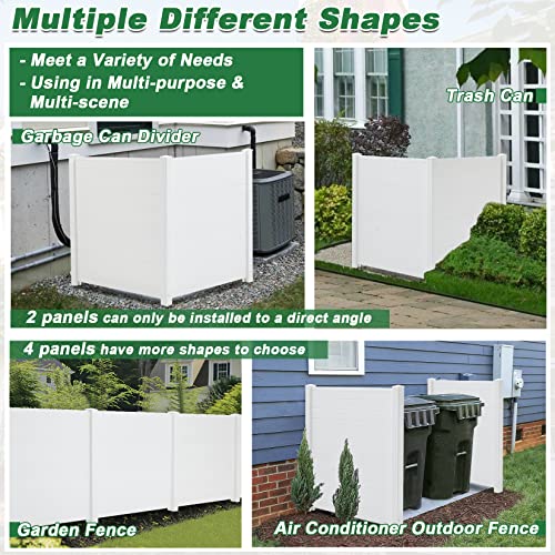 Outdoor Privacy Screen 2 Panels 48x49 Inch Freestanding Fence White k7