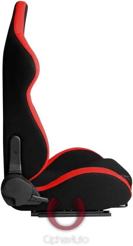 Racing Seats Red Black Cloth Pair a7