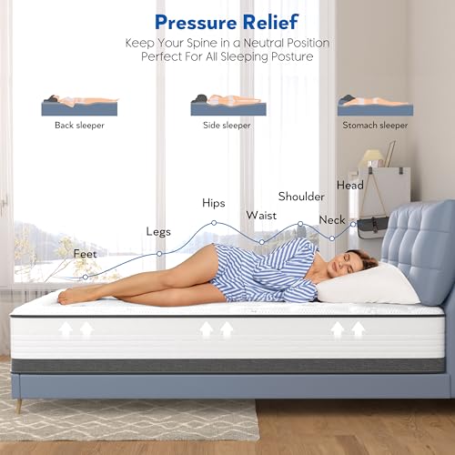 Full Size Hybrid Mattress 10 Inch Memory Foam Pocket Coils a7