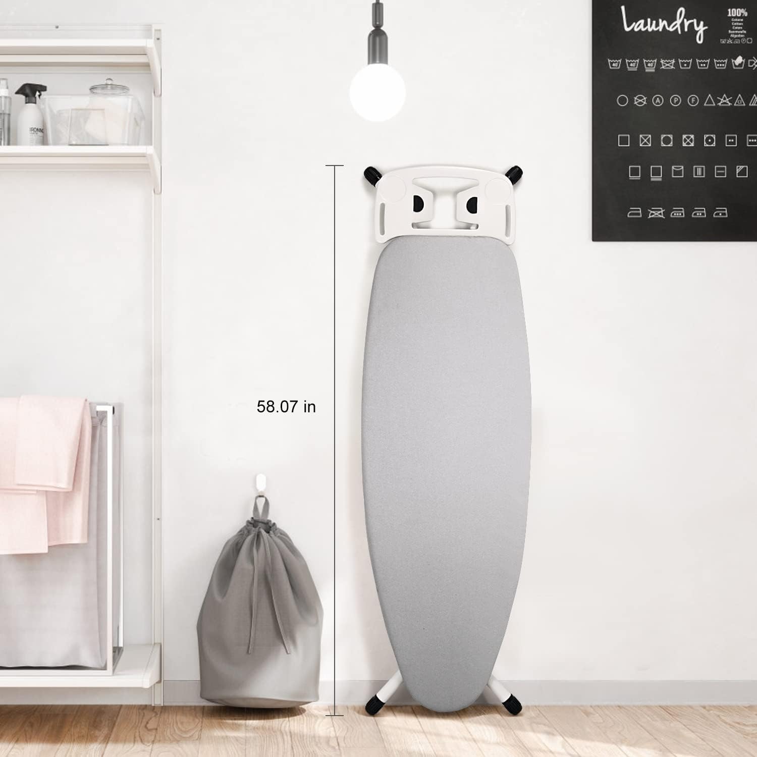 Ironing Board Full Size with Thickened Feltpad, Adjustable Height Grey k7m
