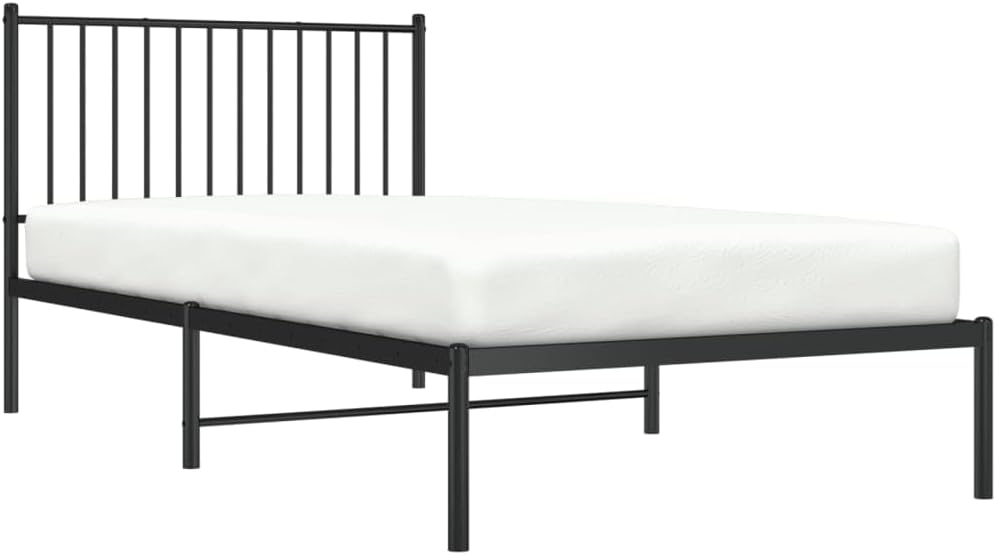 Metal Bed Frame with Headboard Black 39.4x78.7 k7p