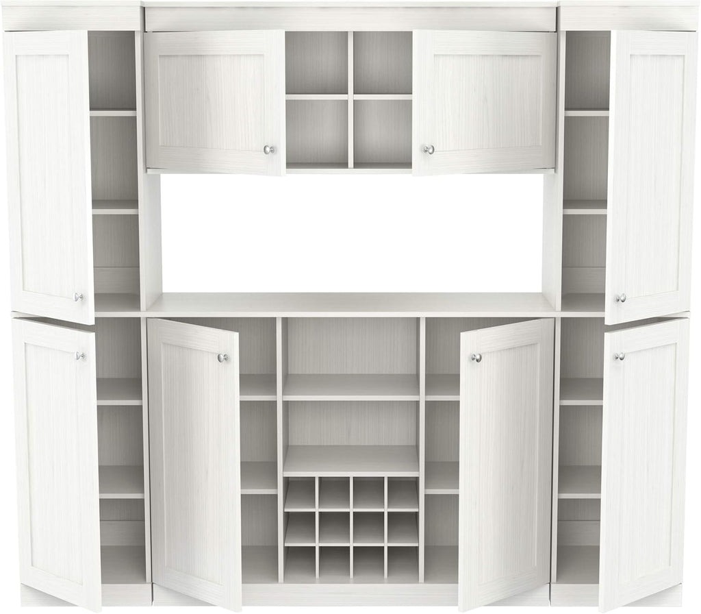Shaker Style 4-Piece Buffet Storage System with 2 Tall Slim Cabinets, Washed Oak k7