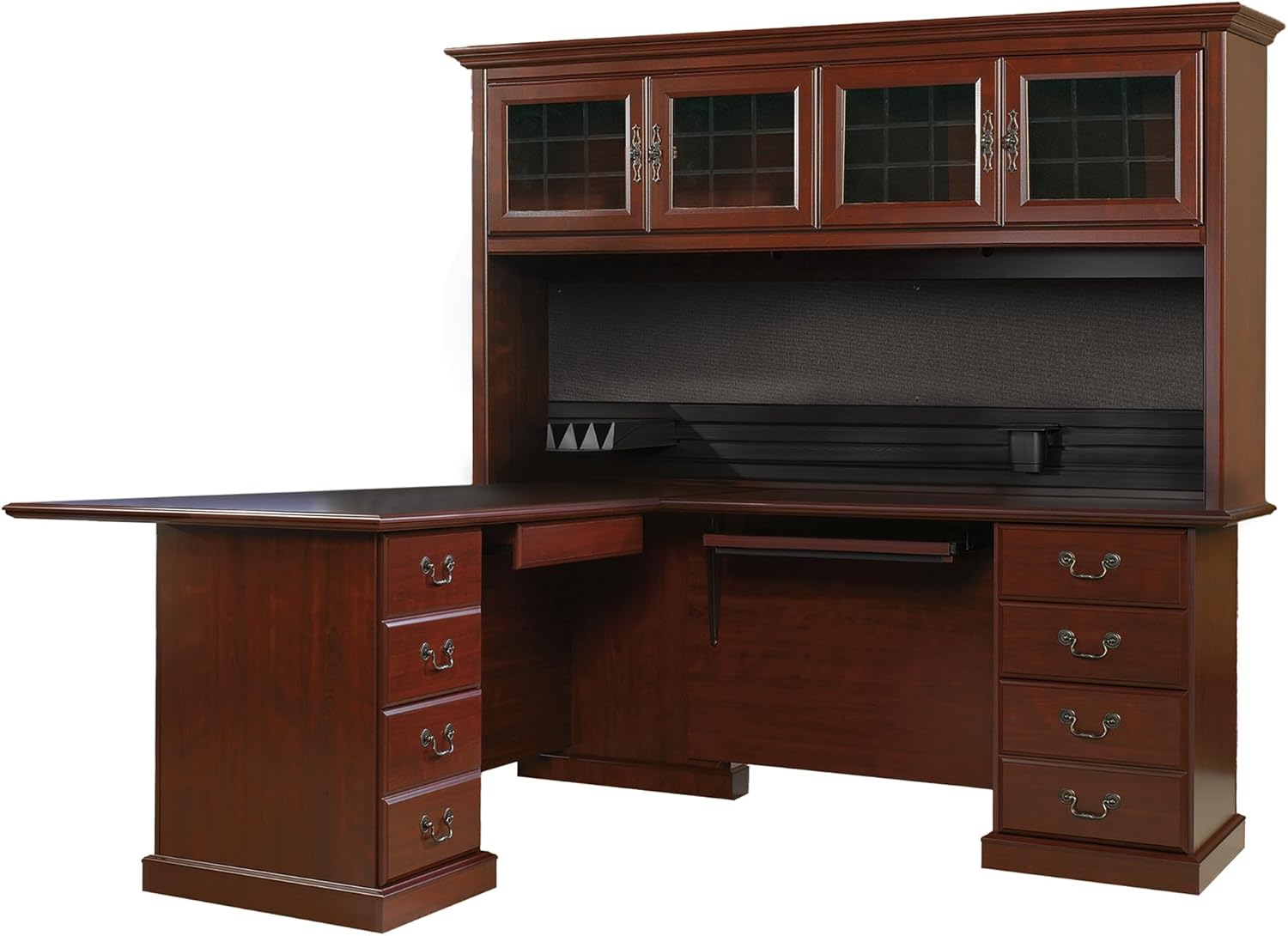 Sauder Heritage Hill L-Shaped Desk with Office Hutch, L: 70.50" x W: 23.50" x H: 71.19", Classic Cherry