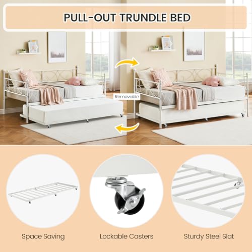Black Metal Platform Sofa Bed Frame with Castors a7