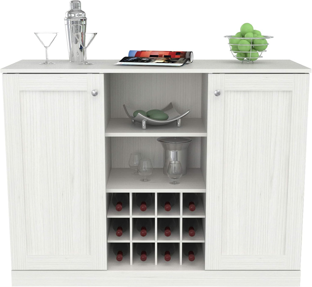 Shaker Style 4-Piece Buffet Storage System with 2 Tall Slim Cabinets, Washed Oak k7