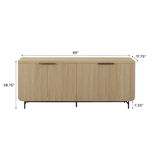 Sideboard 4-Door 69 Inch Black a7