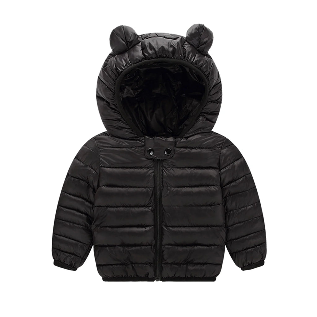 Boys Toddler Hooded Outdoor Jacket Thick Warm Windproof Black 110 2-3 Years k7