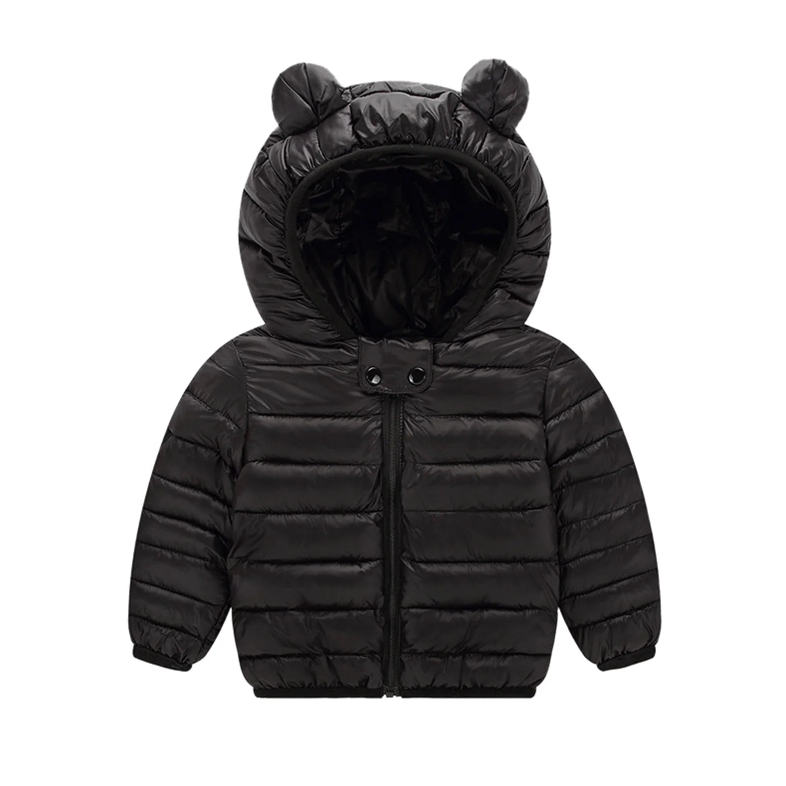 Boys Toddler Hooded Outdoor Jacket Thick Warm Windproof Black 110 2-3 Years k7