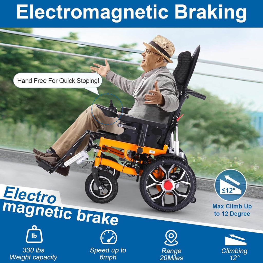 Reclining Foldable Electric Wheelchair for Adults, All Terrain 500W Motor, 20 Mile Range k7