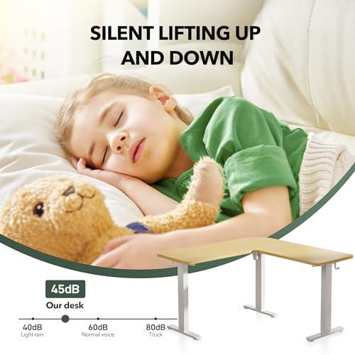 L Shaped Standing Desk Electric Adjustable White Top a7