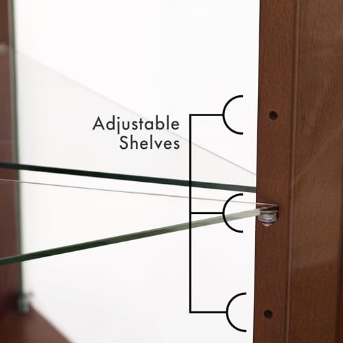 Corner Curio Cabinet with Lights, Glass Display, Walnut a7