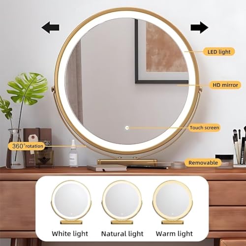 Solid Wood Makeup Vanity Desk with Mirror and LED Lights k7m