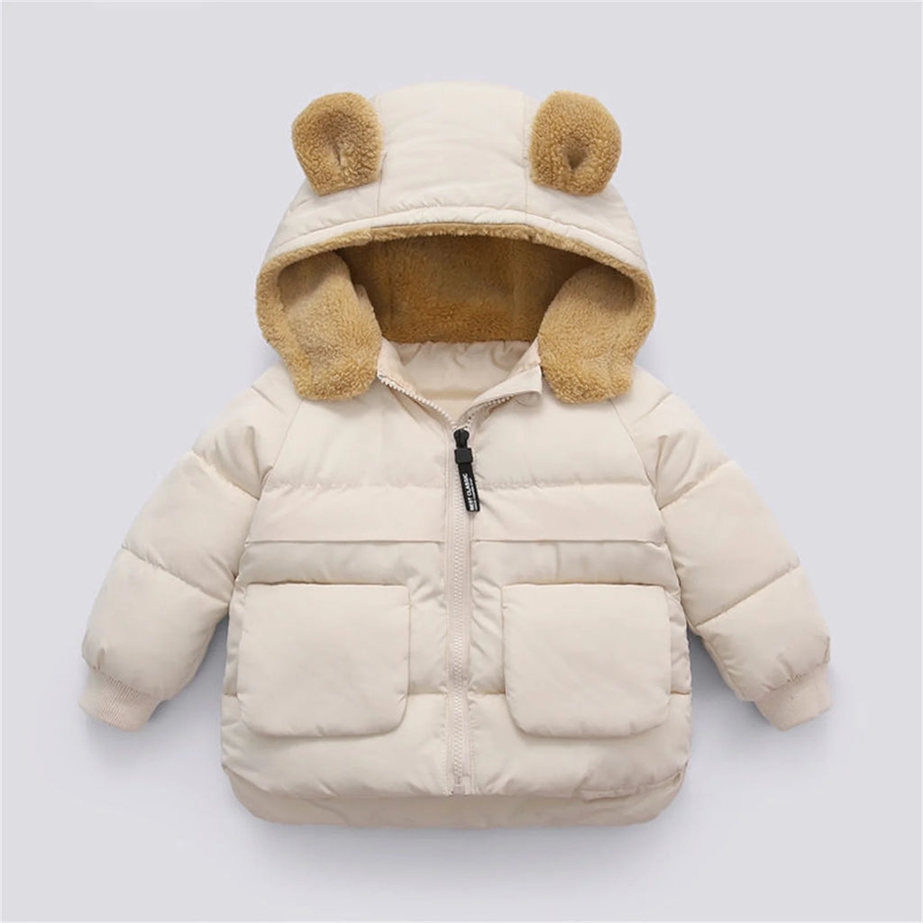 Toddler Winter Hooded Padded Jacket Beige 18-24 Months k7