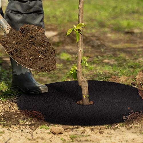 Non-Woven Tree Mulch Ring Weed Barrier Mat 8 Pack a7