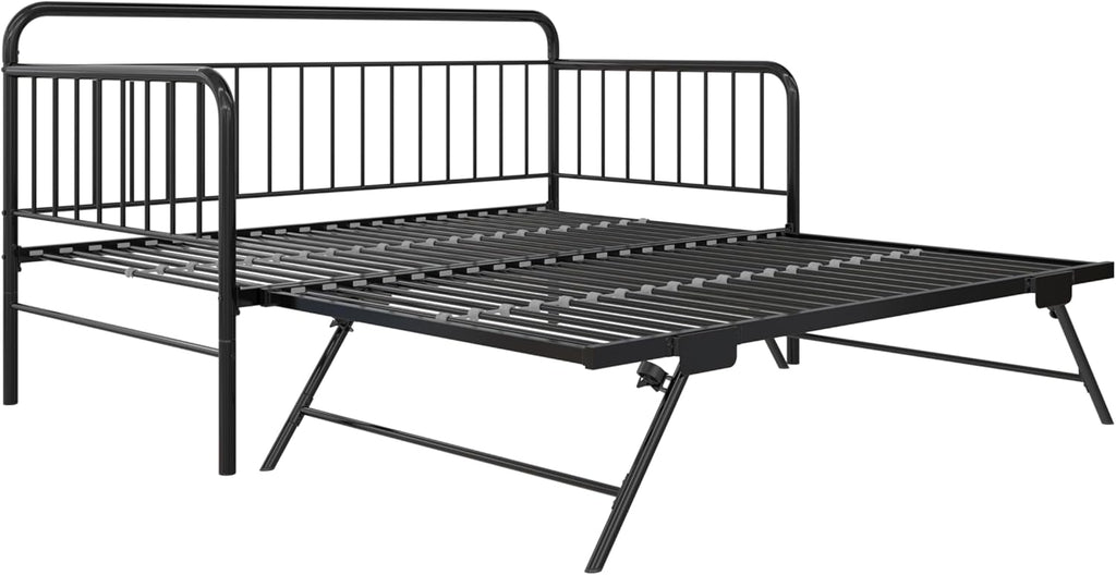 Metal Daybed with Pop Up Trundle Twin Black k7