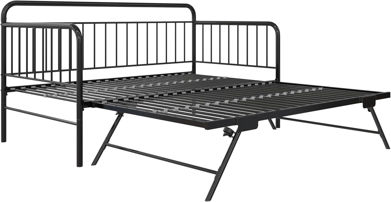Metal Daybed with Pop Up Trundle Twin Black k7
