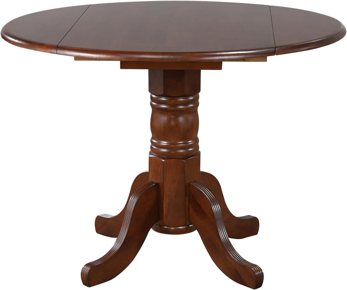 Round Extendable Drop Leaf Dining Table Set 3 Piece Chestnut Brown q7