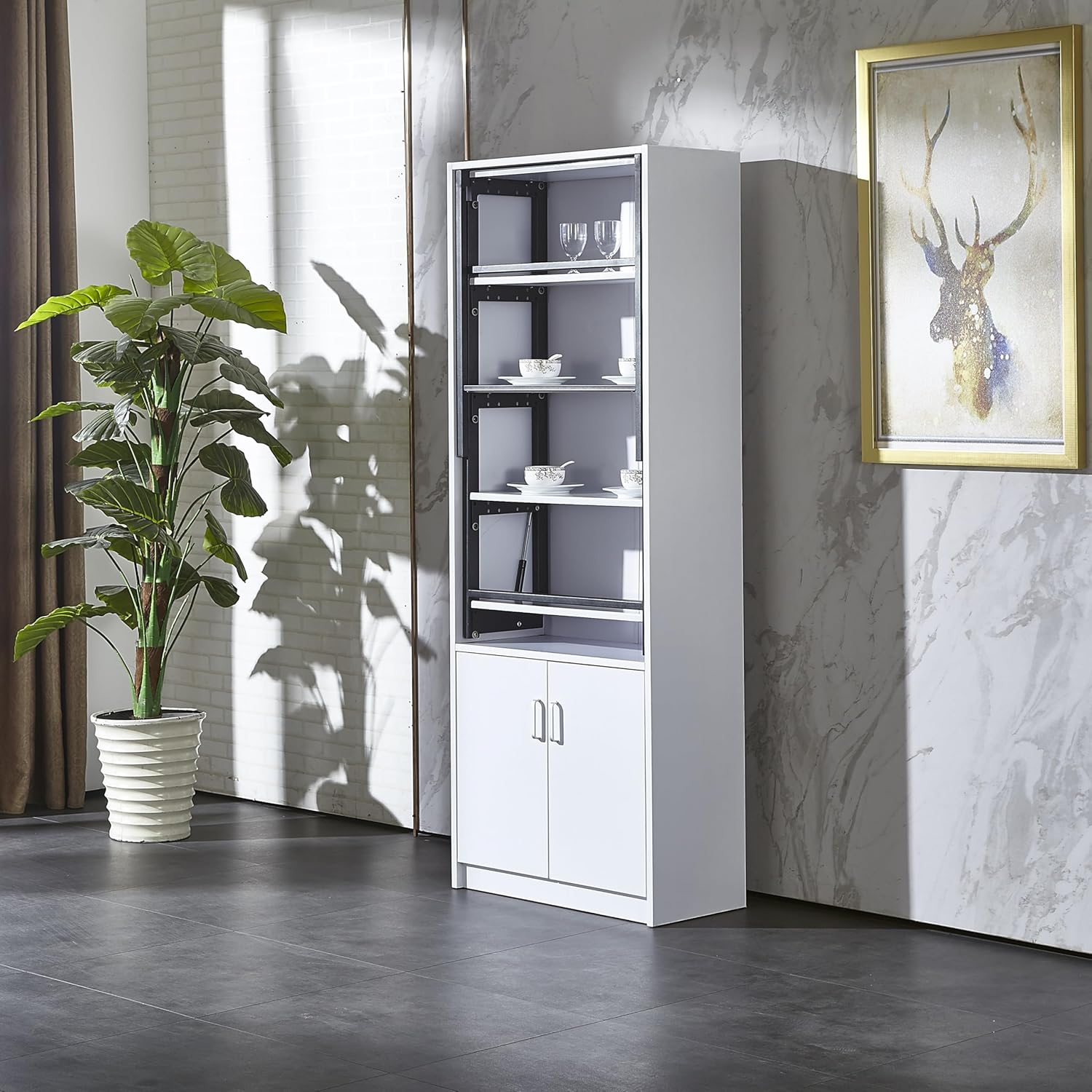 Wall Mounted Fold Out Desk with Storage White k7