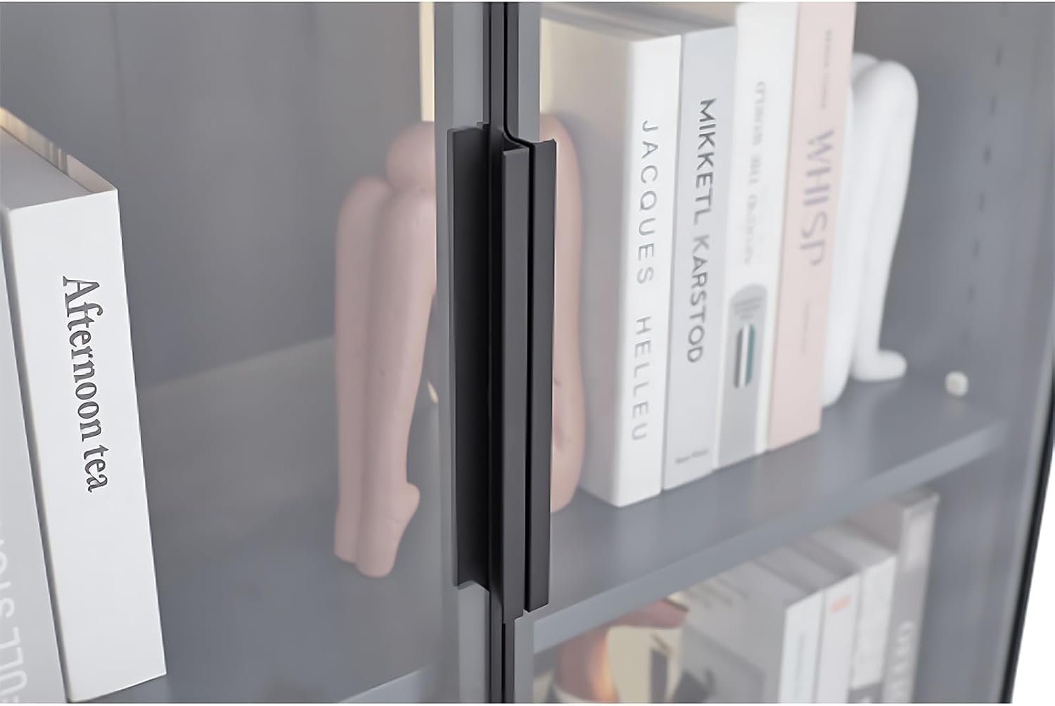 Glass Display Cabinet with LED Lights and 4-Tier Shelves a7
