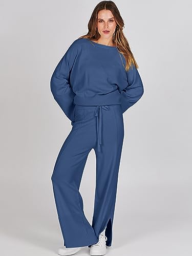 Cozy Knit Sweater and Wide Leg Pant Lounge Set 2 Piece Outfit k7