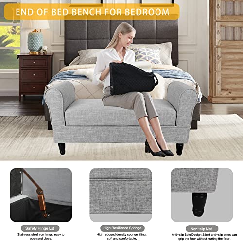 Storage Bench with Button Tufted Light Grey a7