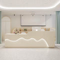 Modern Reception Desk - Custom Logo & LED Light | Front Table Equipped Lockers & Storage Shelves, Front Desk Reception Room Table for Checkout, Lobby, Salon, Retail, Store Shop Clinic Office (64'')