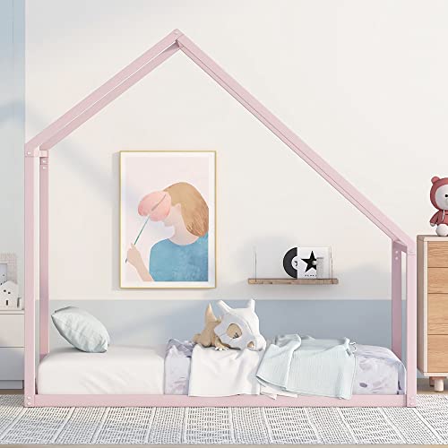 Kids Metal Montessori Day Bed with Trundle Twin White k7p