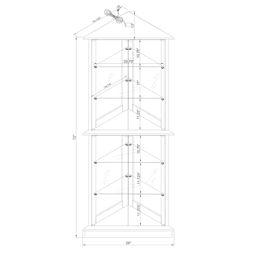 Corner Curio Cabinet with Lights, Glass Display, Walnut a7
