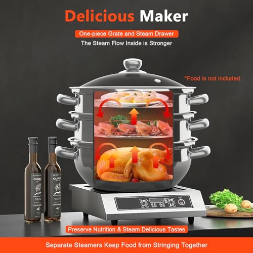Stainless Steel 5-Tier Steamer Pot with Glass Lid a7k