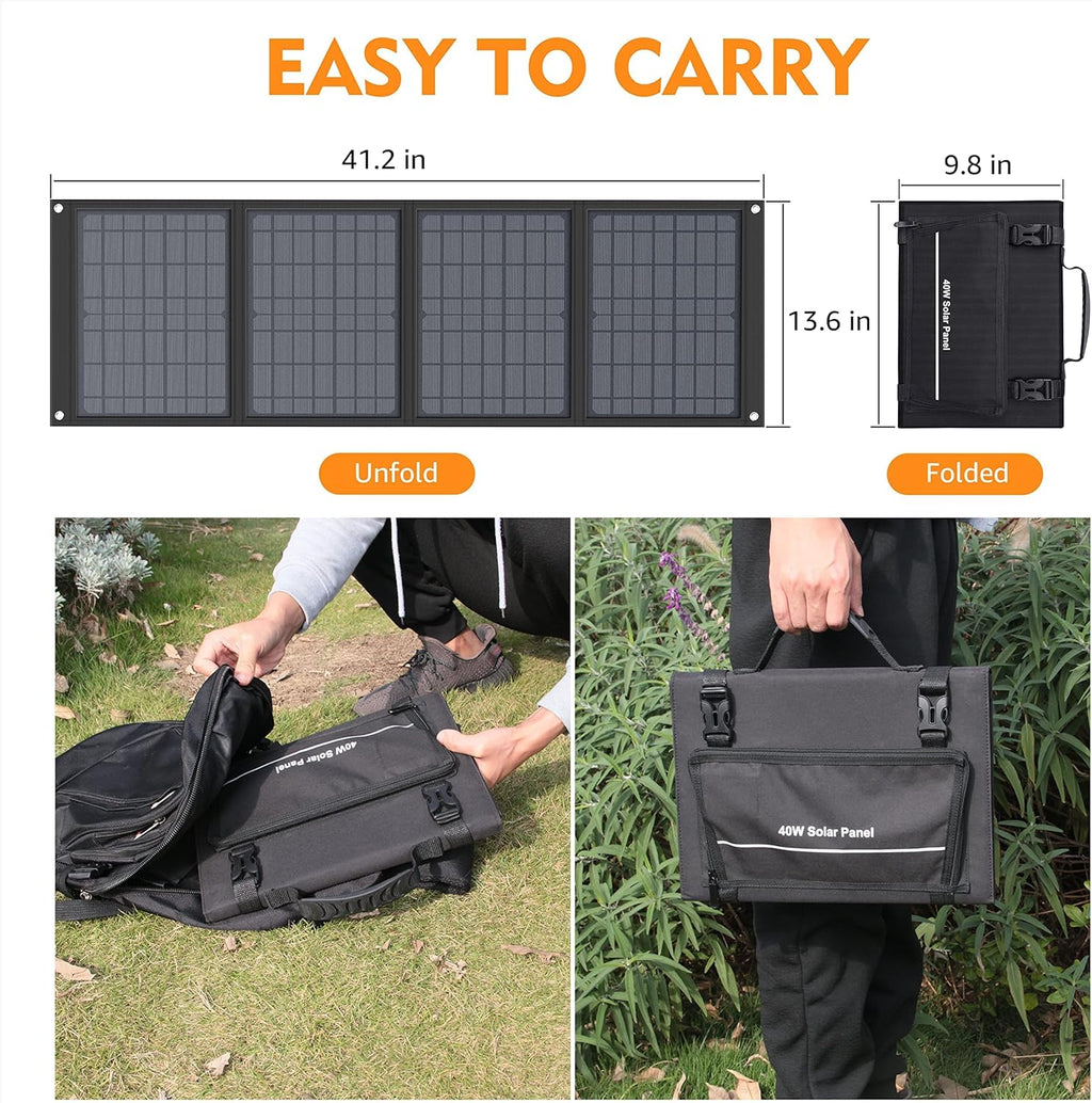 Portable Power Station 120Wh Solar Generator with 40W Panel and Case a7