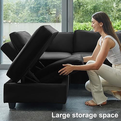 Modular Sectional Sofa with Storage U Shaped Couch Reversible Chaise Ottoman Velvet k7