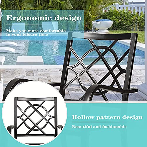 Outdoor Wrought Iron Patio Dining Set 4 Stackable Chairs 1 Table a7