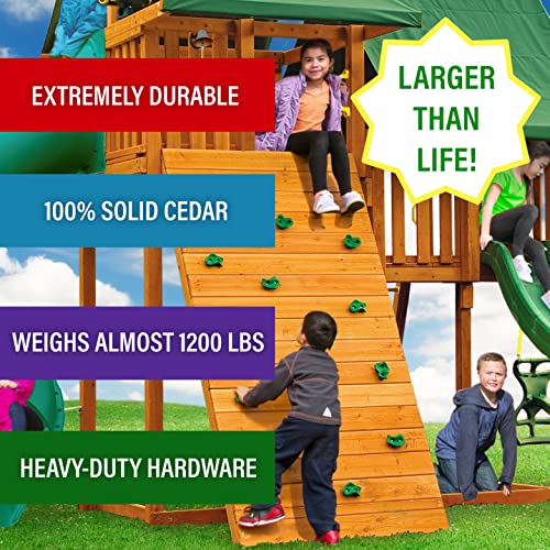Cedar Wood Swing Set with Clubhouse and Spiral Slide k7m