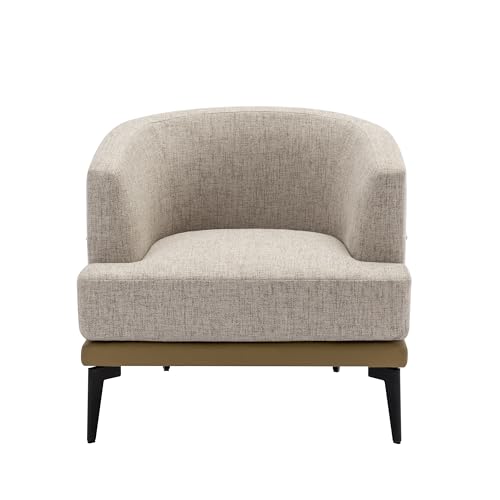 Accent Barrel Chair with Linen Cushion and Metal Legs m7k