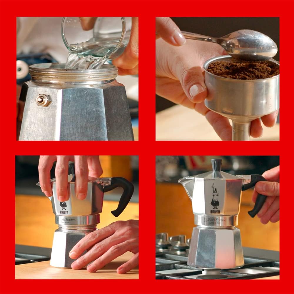 Stovetop Espresso Maker 3 Cups Aluminum Silver k7