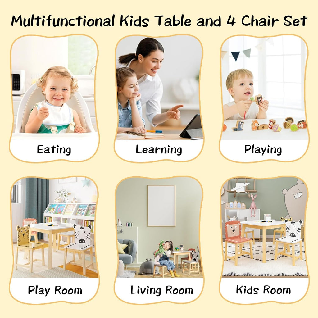 Children's Wooden Table and 4 Chairs Set a7