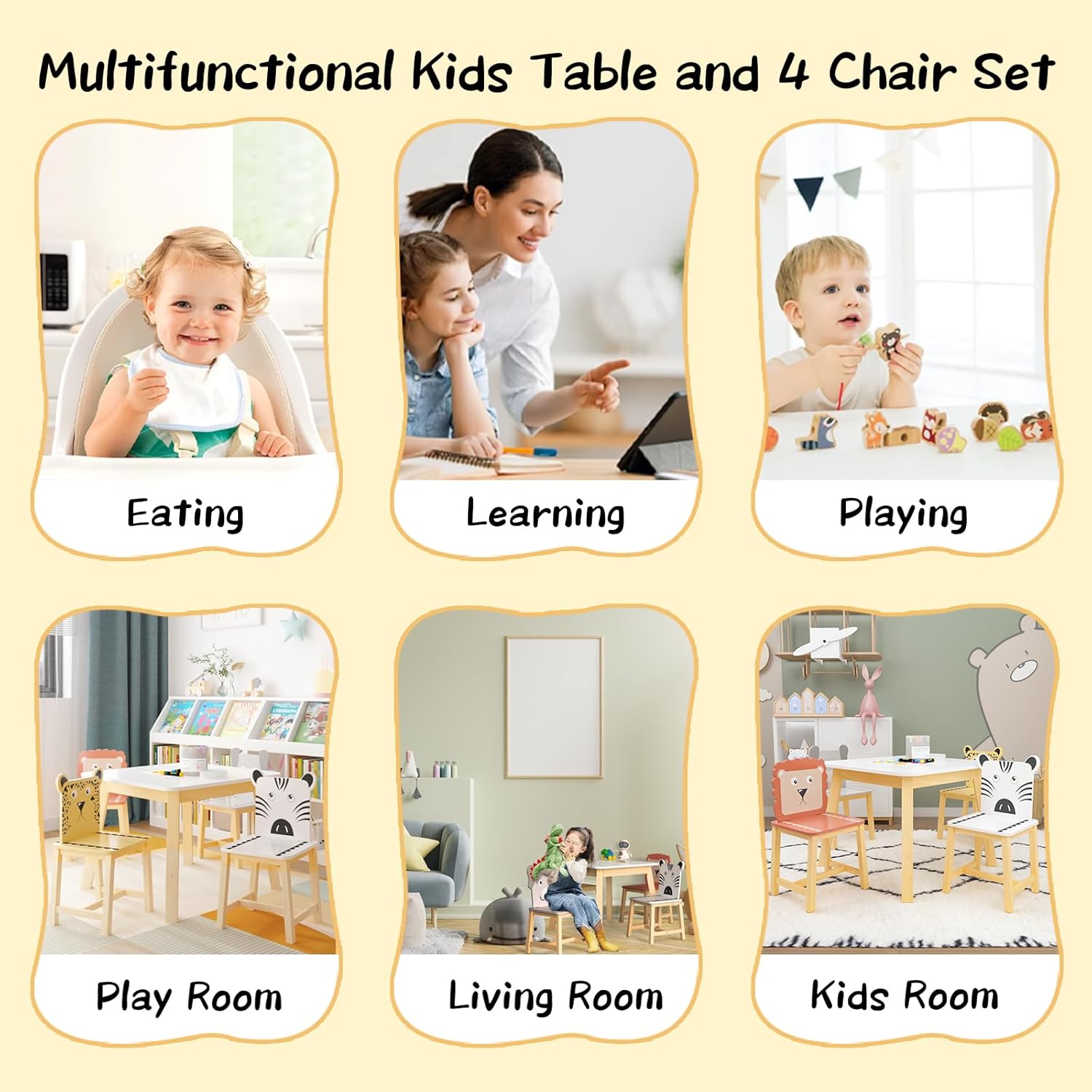 Children's Wooden Table and 4 Chairs Set a7
