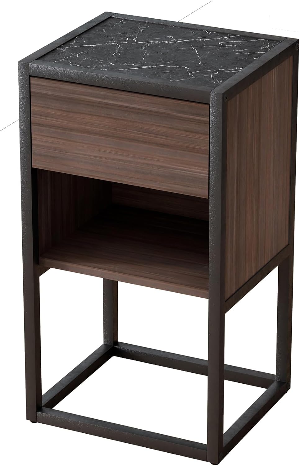Farmhouse Side Table with Storage Drawer, Solid Wood Base k7m