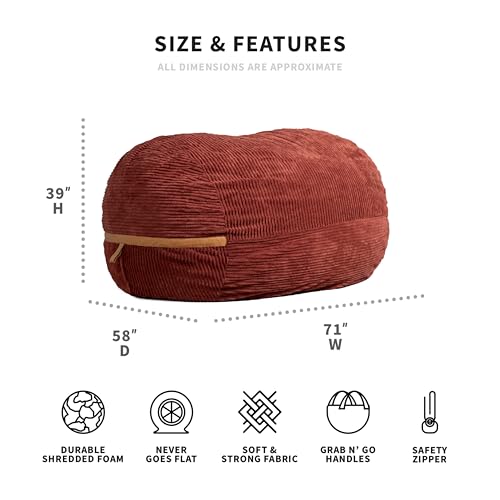 Giant Bean Bag Chair with Removable Cover, Deep Terracotta Plush a7