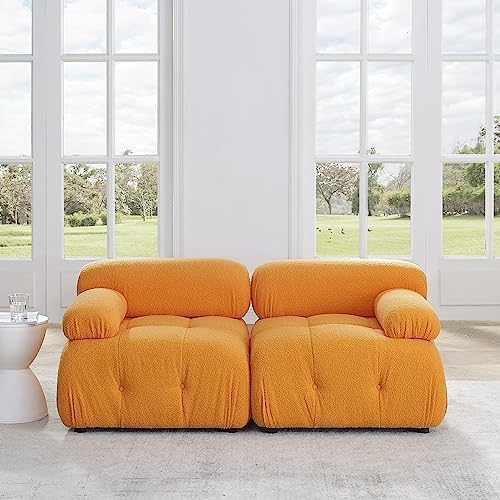 Modular Cloud Sofa Sectional Teddy Fabric Beige k7p