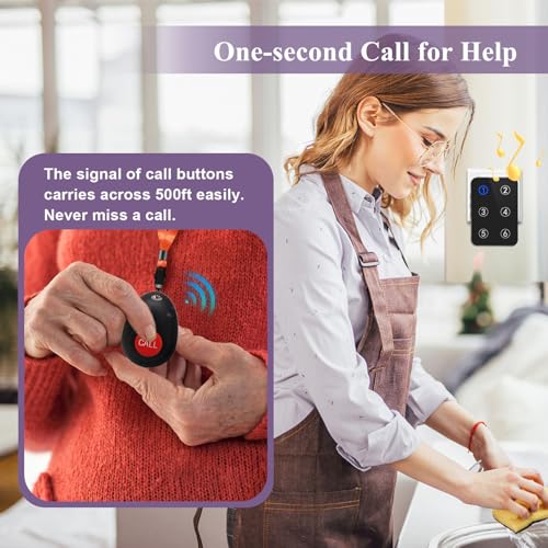 Wireless Caregiver Pager Nurse Call Button for Elderly LED Alert System k7m