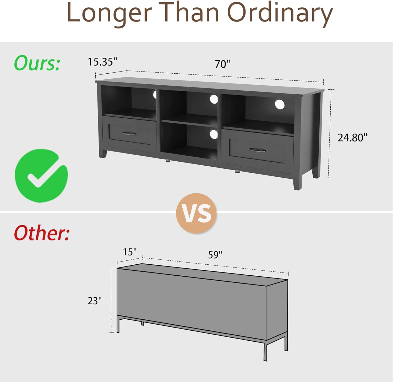 Black TV Stand with Drawers for Living Room a7