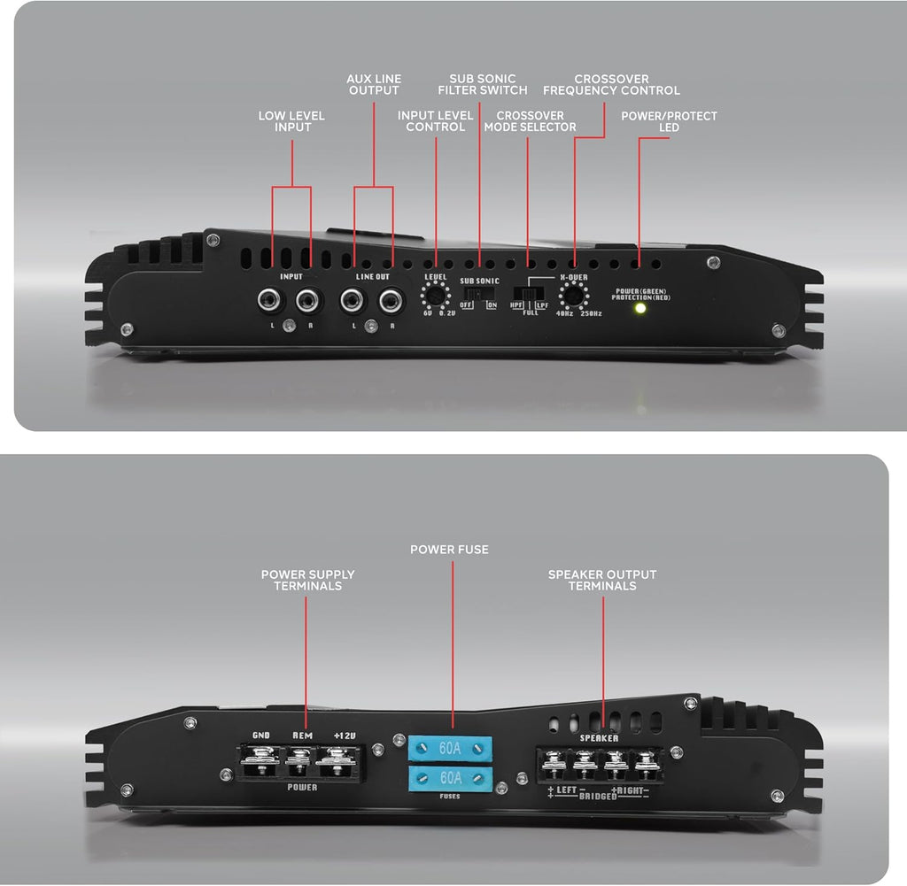 2-Channel Car MOSFET Amplifier 6000W Bridgeable Stereo a7