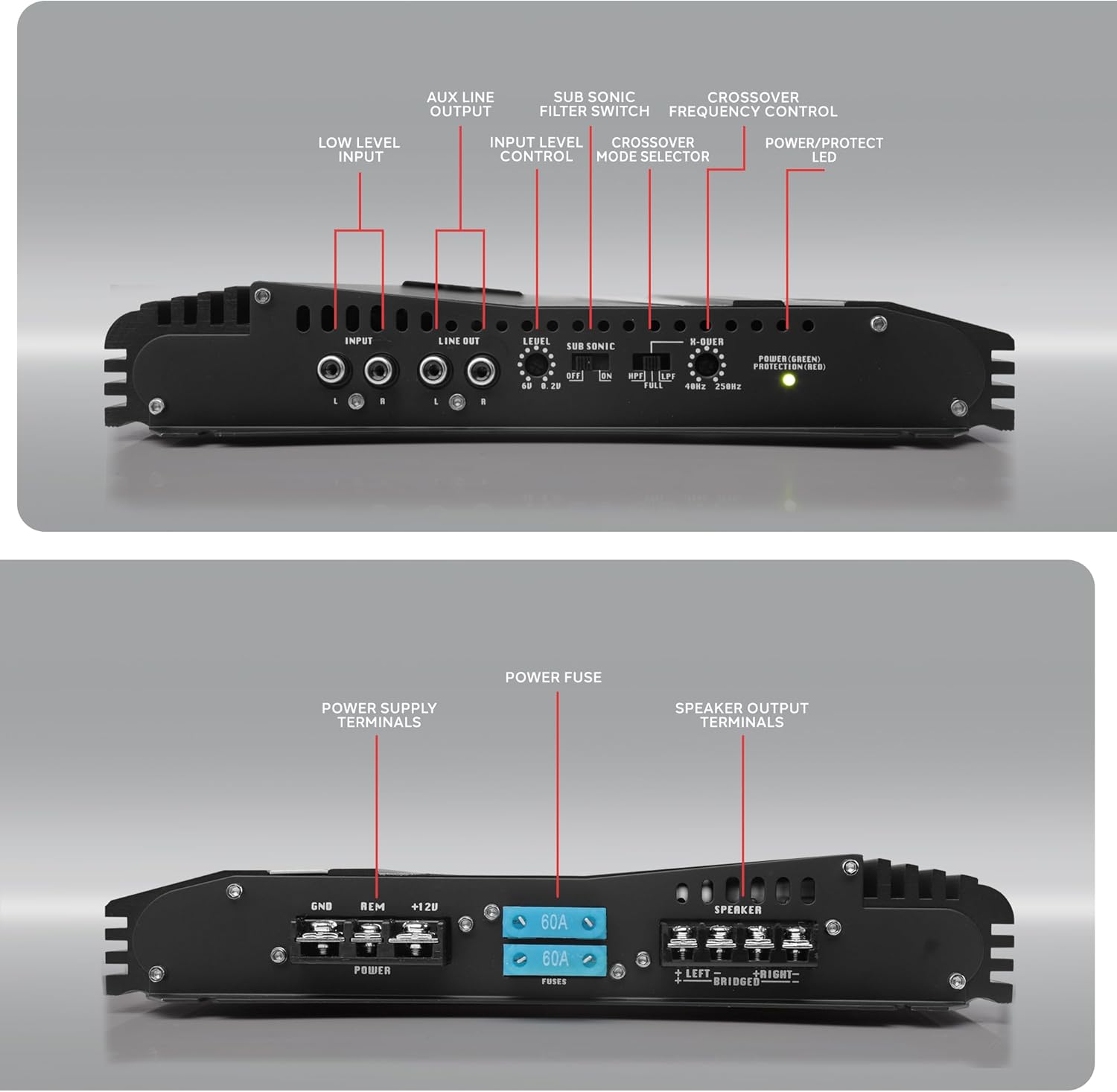 2-Channel Car MOSFET Amplifier 6000W Bridgeable Stereo a7