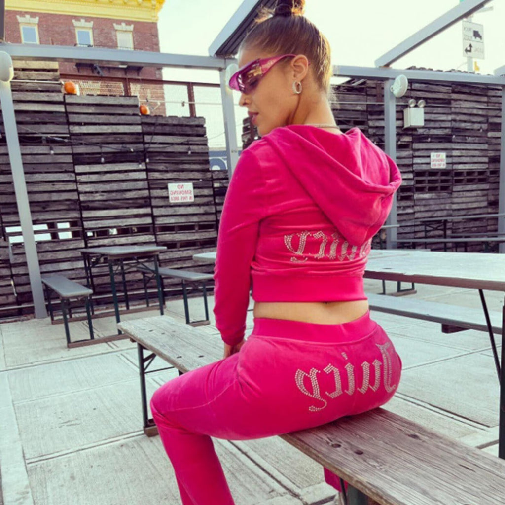 Women's Hoodie Outfits Velour Tracksuit For Velvet Jogging Workout Sets Fashion