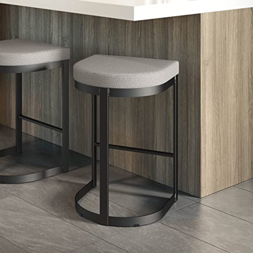 Counter Stool Grey Beige Polyurethane Black Metal k7