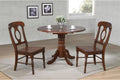 Art Deco Dreams 3 Piece 42" Round Extendable Drop Leaf Dining Table Set, Chestnut Brown, Coastal Cool Chairs, Seats 4